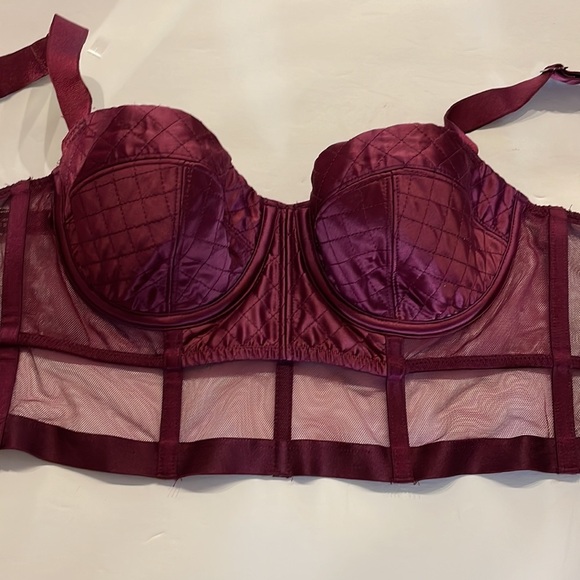 Victoria Secret VERY SEXY lined BLACONET satin mesh BRA merlot wine color 34B - Picture 8 of 15